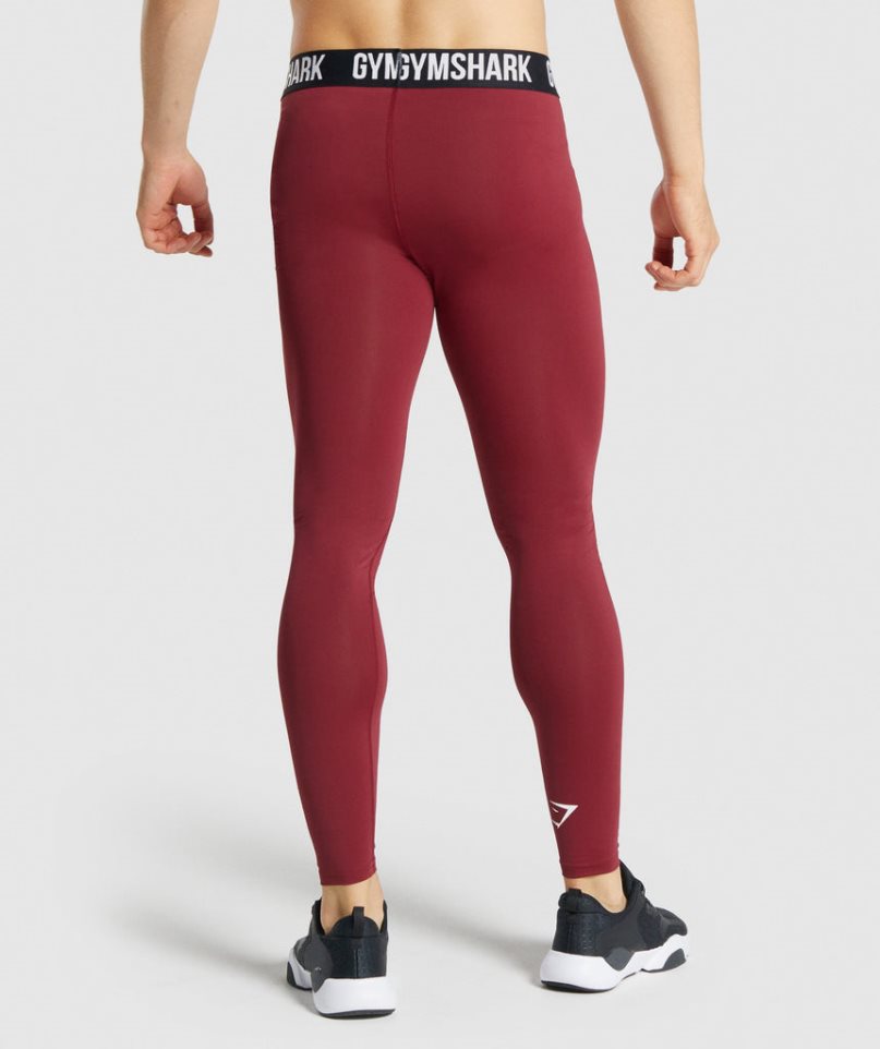 Men's Gymshark Element Baselayer Leggings Burgundy | CA A61570